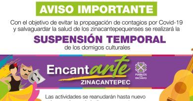 Suspenden actividades culturales en Zinacantepec