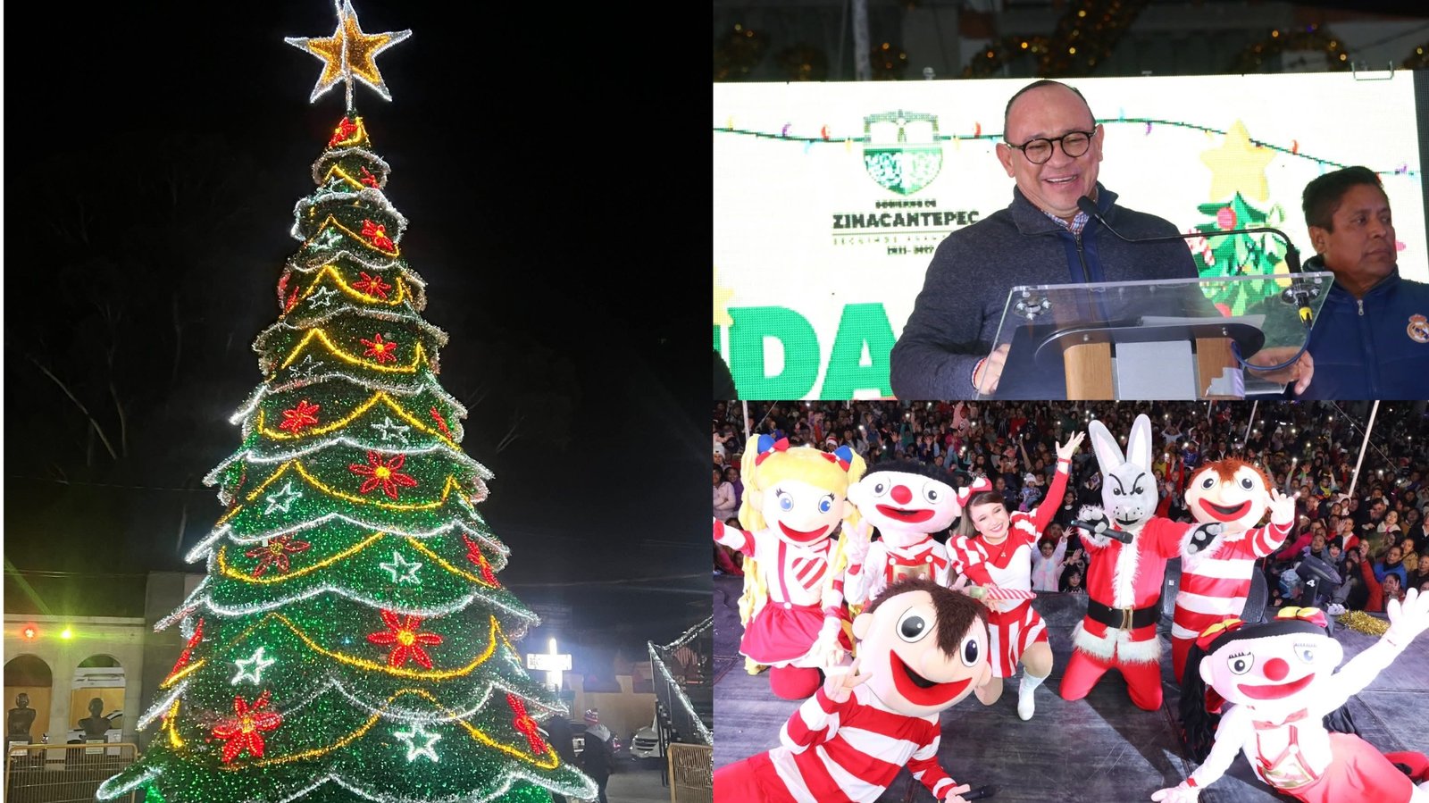Zinacantepec ilumina corazones con encendido del Árbol de Navidad 