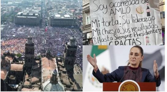 Niega Sheinbaum pagó con dinero a gente que asiste a marchas de la 4T