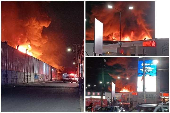 Incendio consume fábrica de telas en el centro de Ixtapaluca