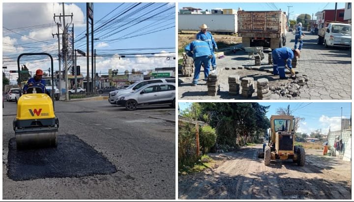 Metepec no para en trabajos de bacheo en diversas localidades