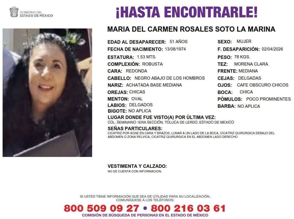 Autoridades todavía no confirman que restos hallados en una casa en Toluca sean de María del Carmen: Familia