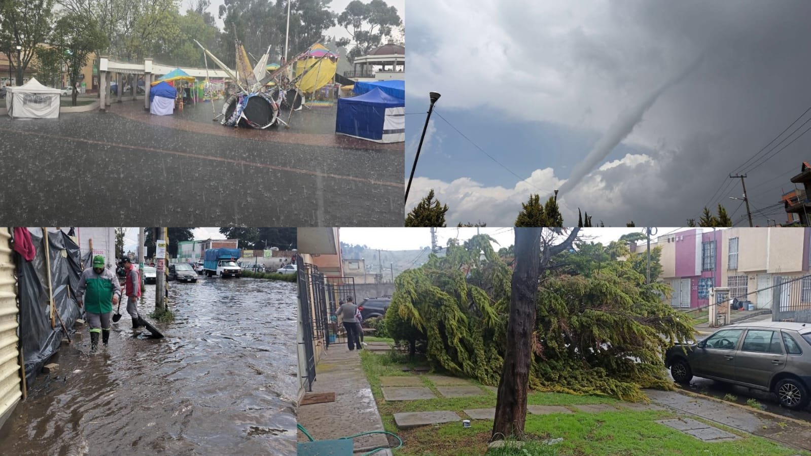 Cola de agua e intensa lluvia provocan caída de árboles y encharcamientos en Zinacantepec