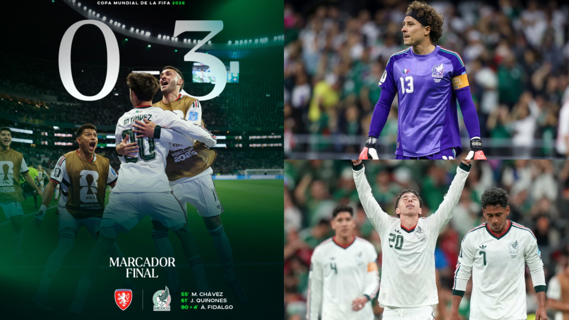 México golea a Chequia en una noche histórica marcada por el adiós de Ochoa 