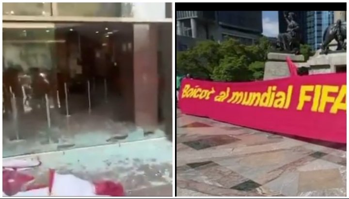 CNTE realiza destrozos en la Torre Bienestar y amenaza con boicot al Mundial