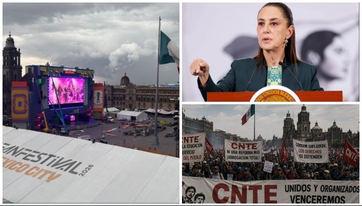 Sheinbaum se dobló ante la CNTE tras poner en duda el Fan Fest en el Zócalo: internautas