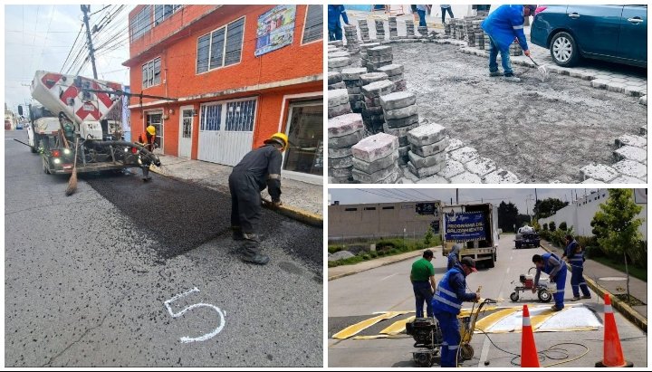 Continúan trabajos de bacheo en Metepec con programa SIN-BA