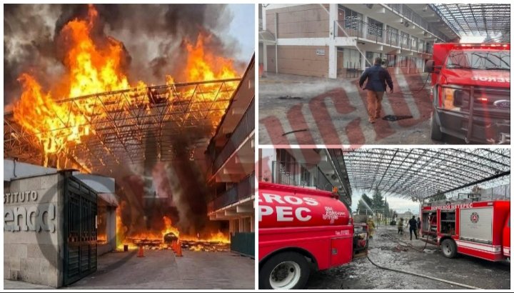Cohete causa incendio en colegio privado de  Metepec durante Paseo de San Isidro