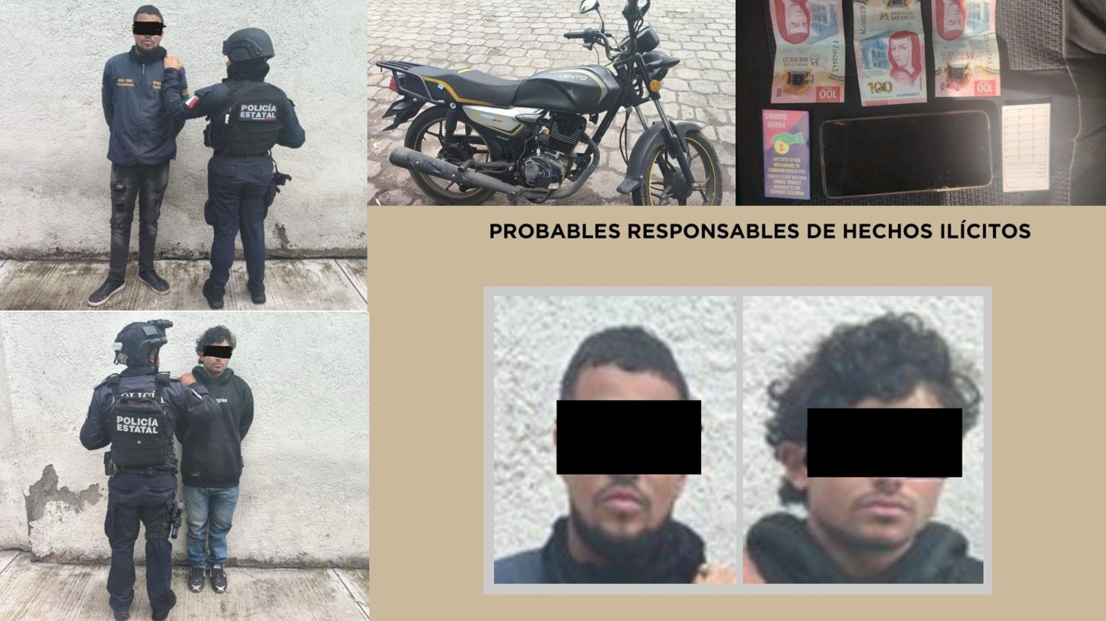 Caen dos colombianos por extorsión en Tenango del Valle 