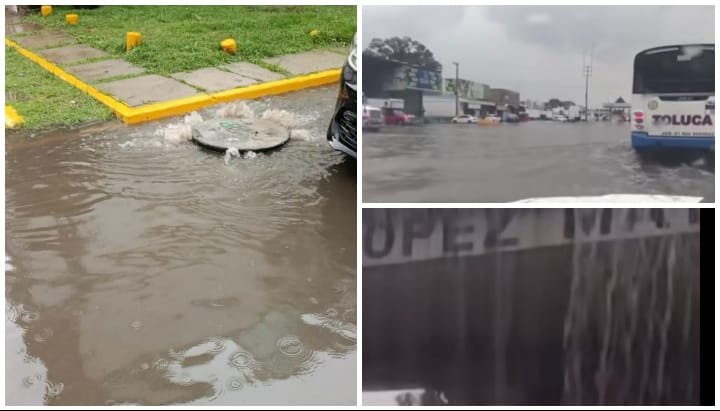 Fuertes lluvias provocan encharcamientos en diferentes zonas de  Toluca