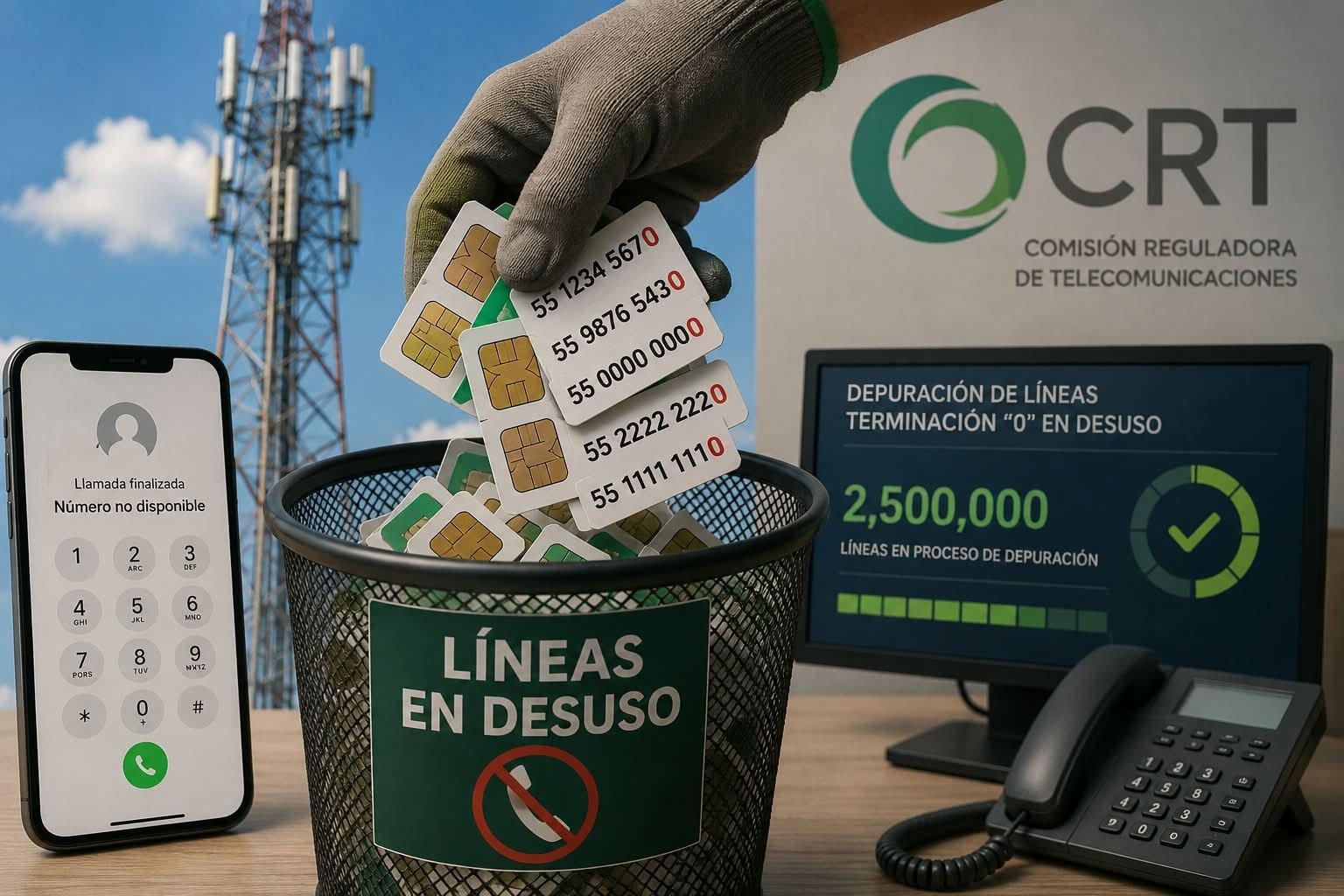 CRT va por depurar 2.5 millones de líneas terminación “0”  en desuso