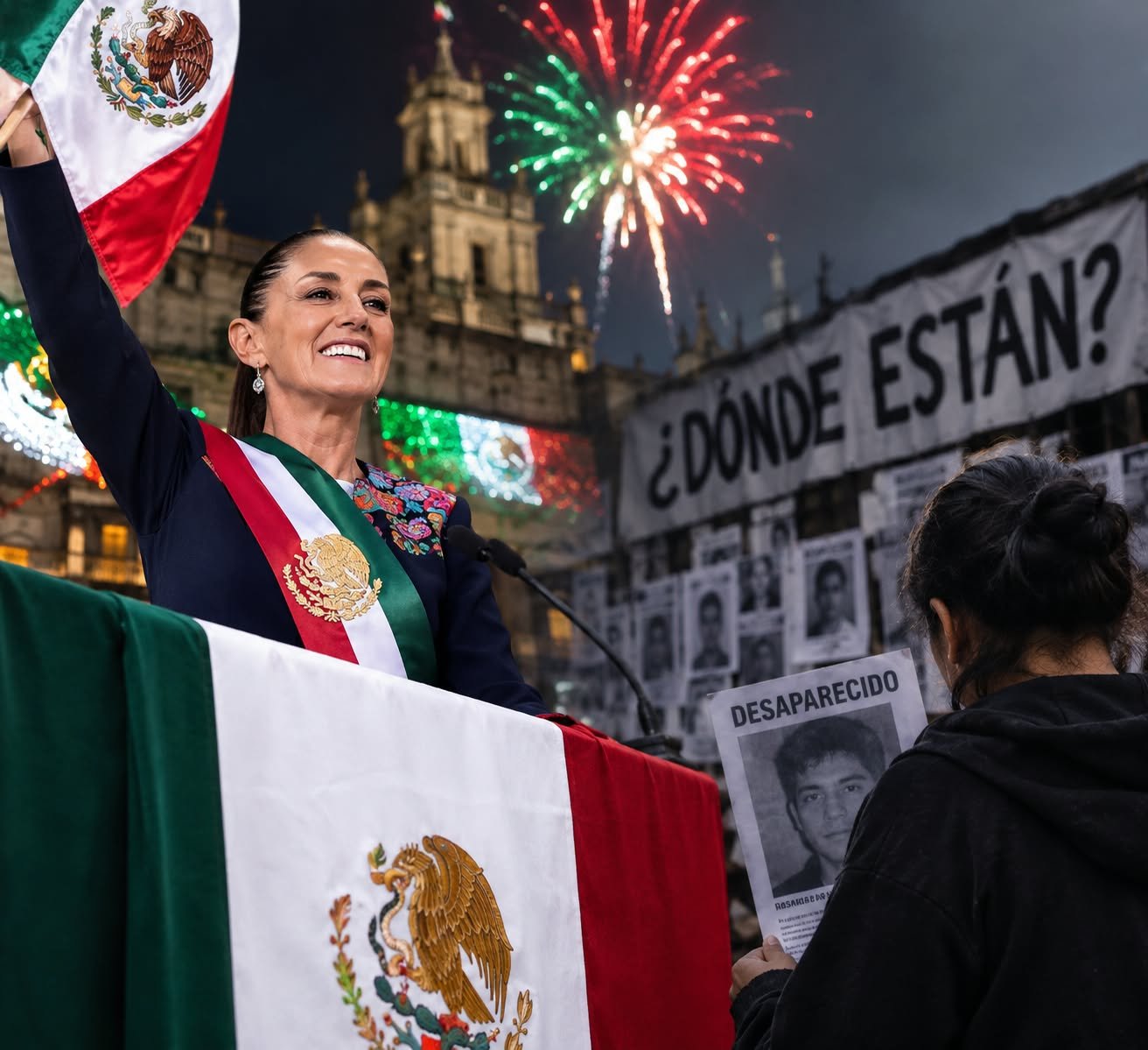 Sheinbaum festeja Fiestas Patrias con crisis de desapariciones