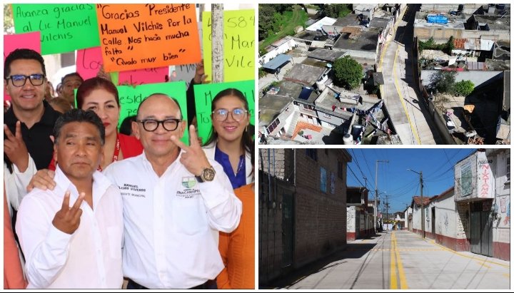 Manuel Vilchis entrega pavimentación en San Antonio Acahualco