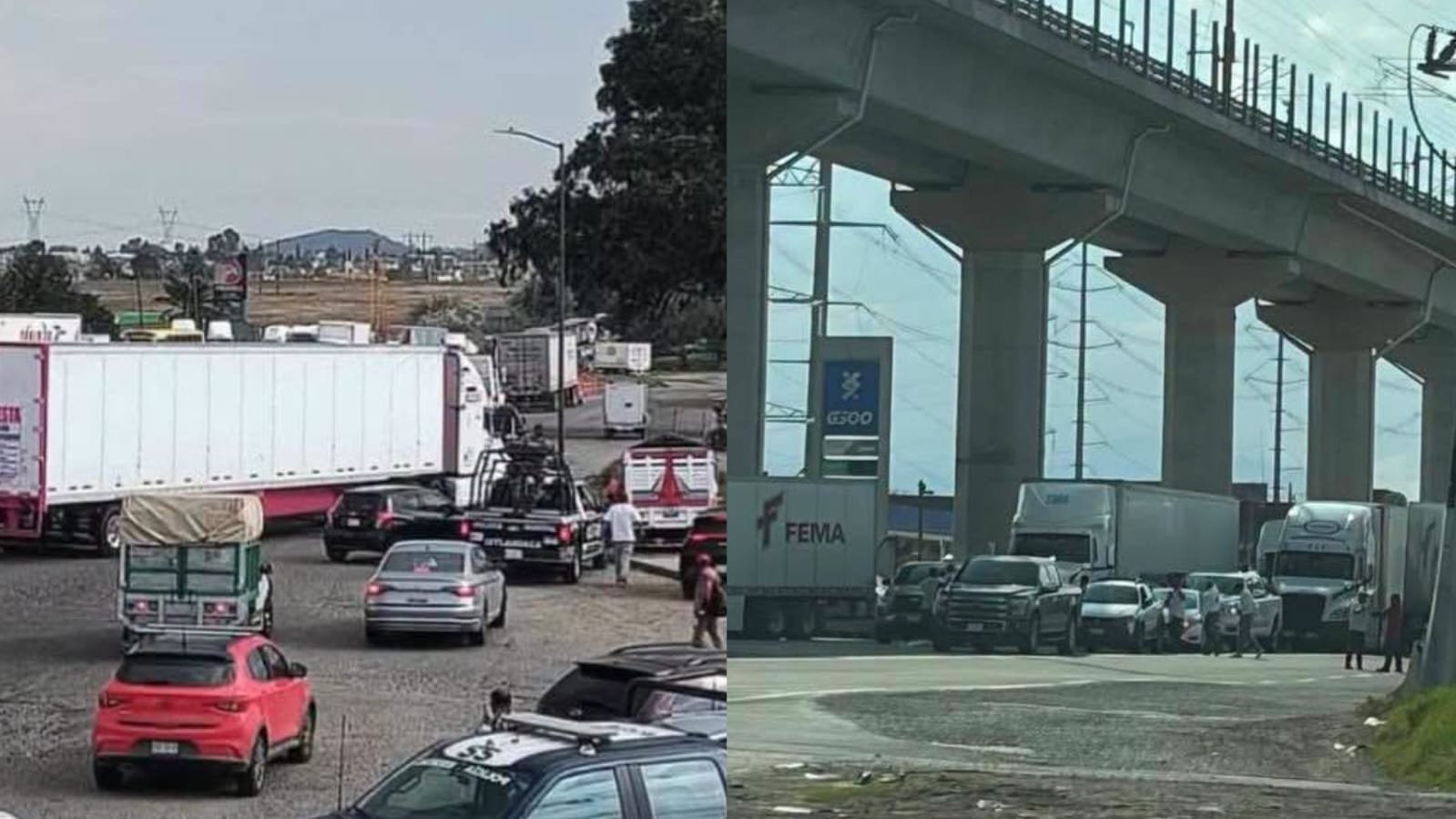 Transportistas bloquean la México-Toluca y la caseta El Dorado