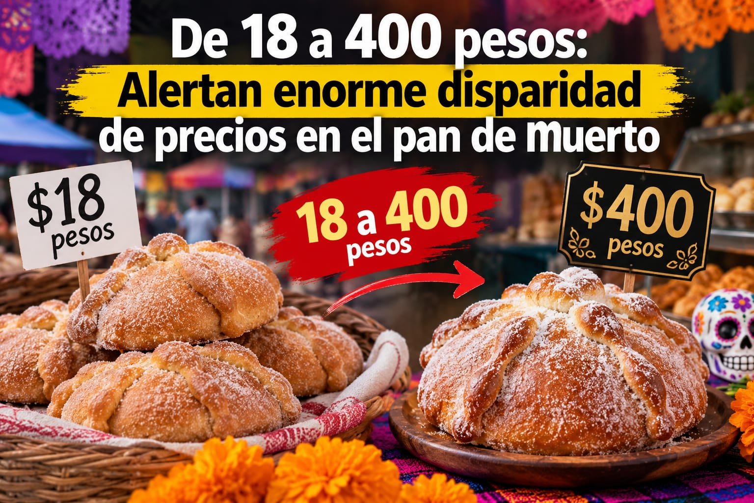 De 18 a 400 pesos: Alertan disparidad de precios en el pan de muerto