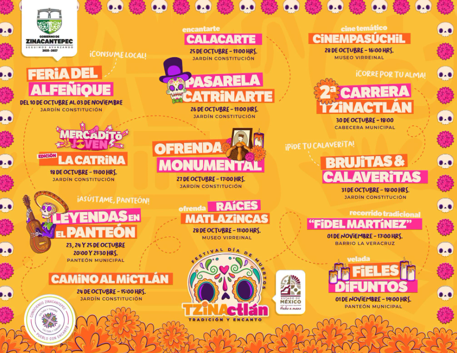 Anuncia Zinacantepec actividades para festejar Día de Muertos